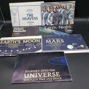 Vintage National Geographic Space Maps Lot Mars Moon Heavens Earth Astronomy